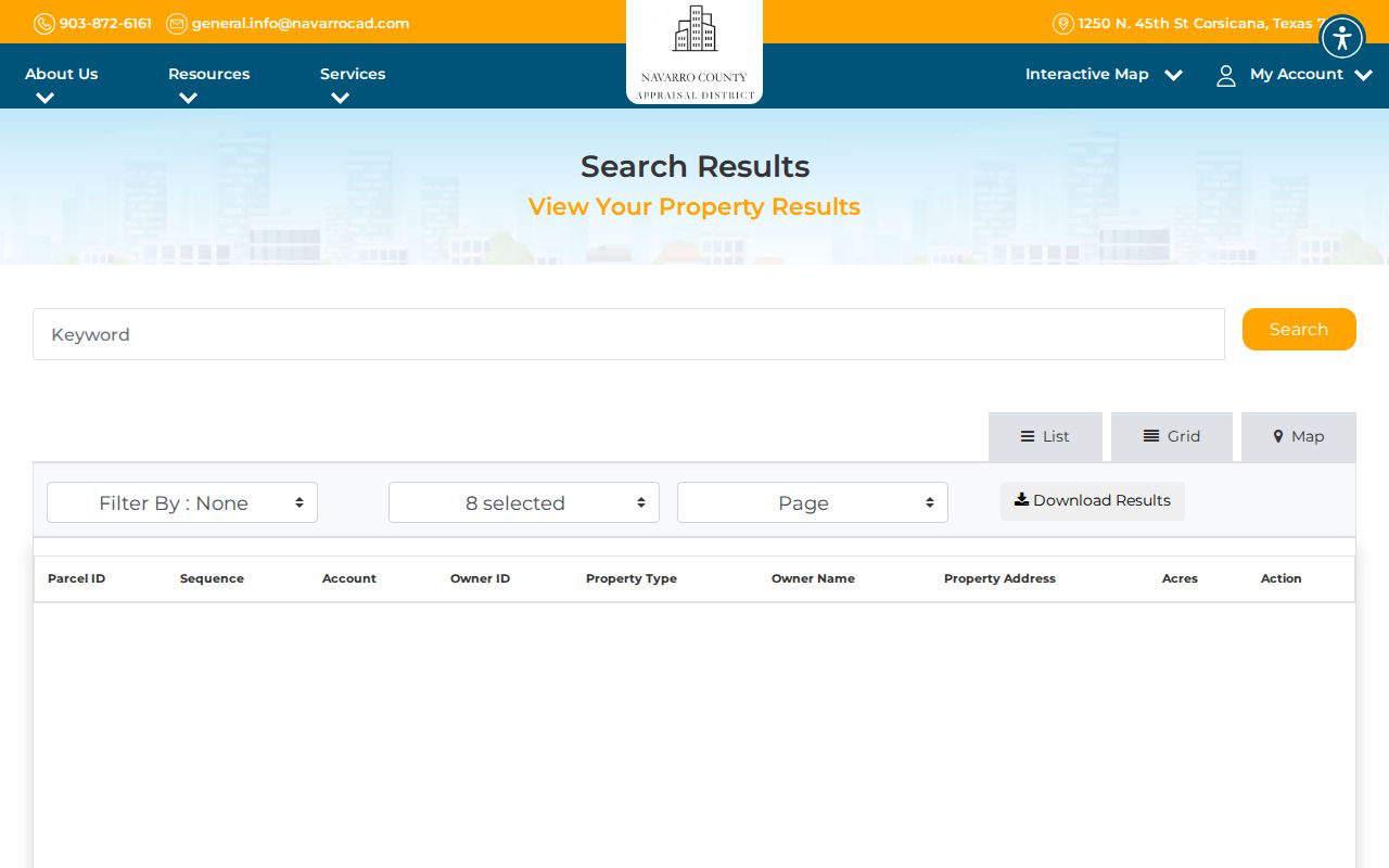 Corsicana residents directory Navarro CAD property search