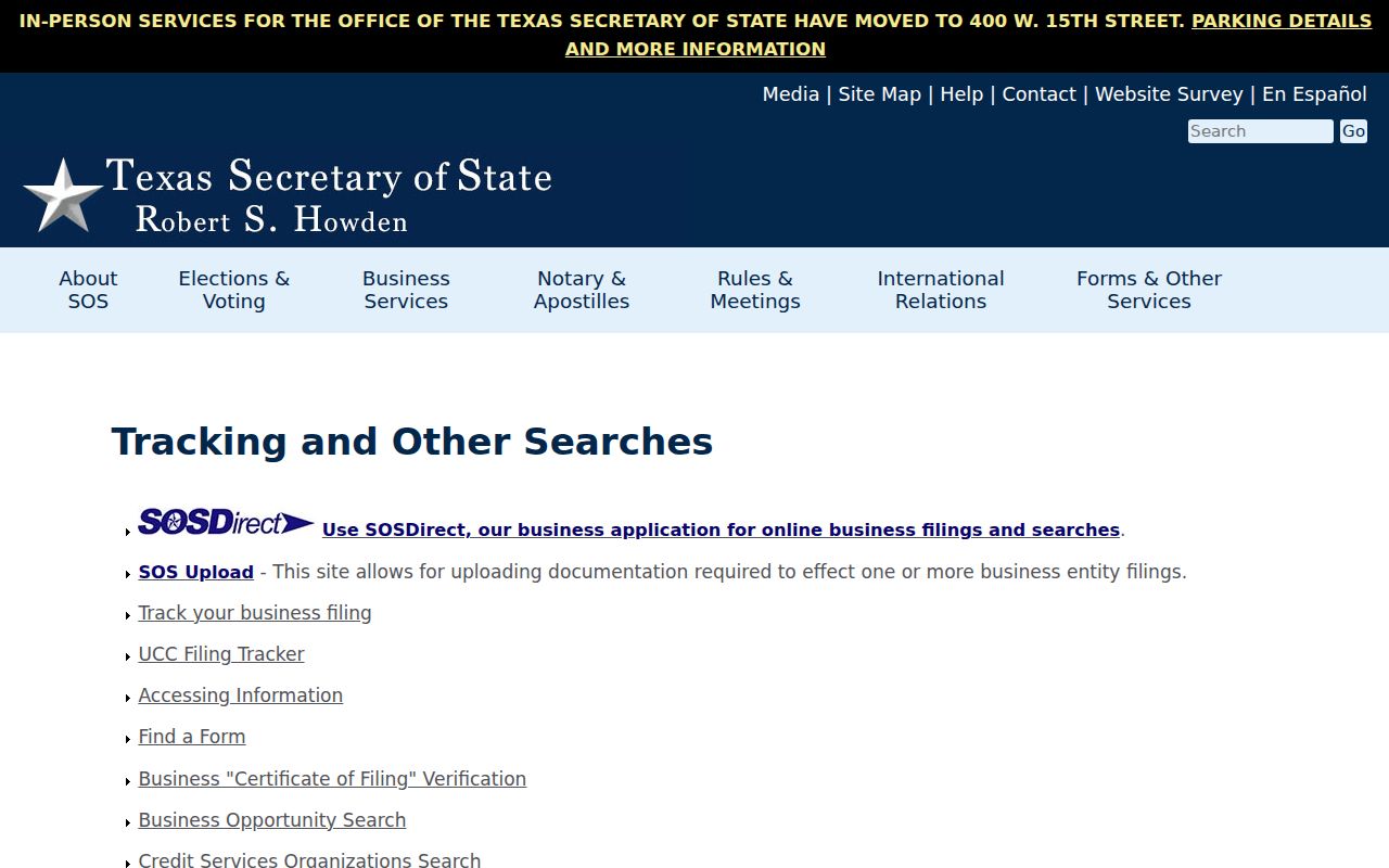 Corsicana residents directory Texas SOS business search
